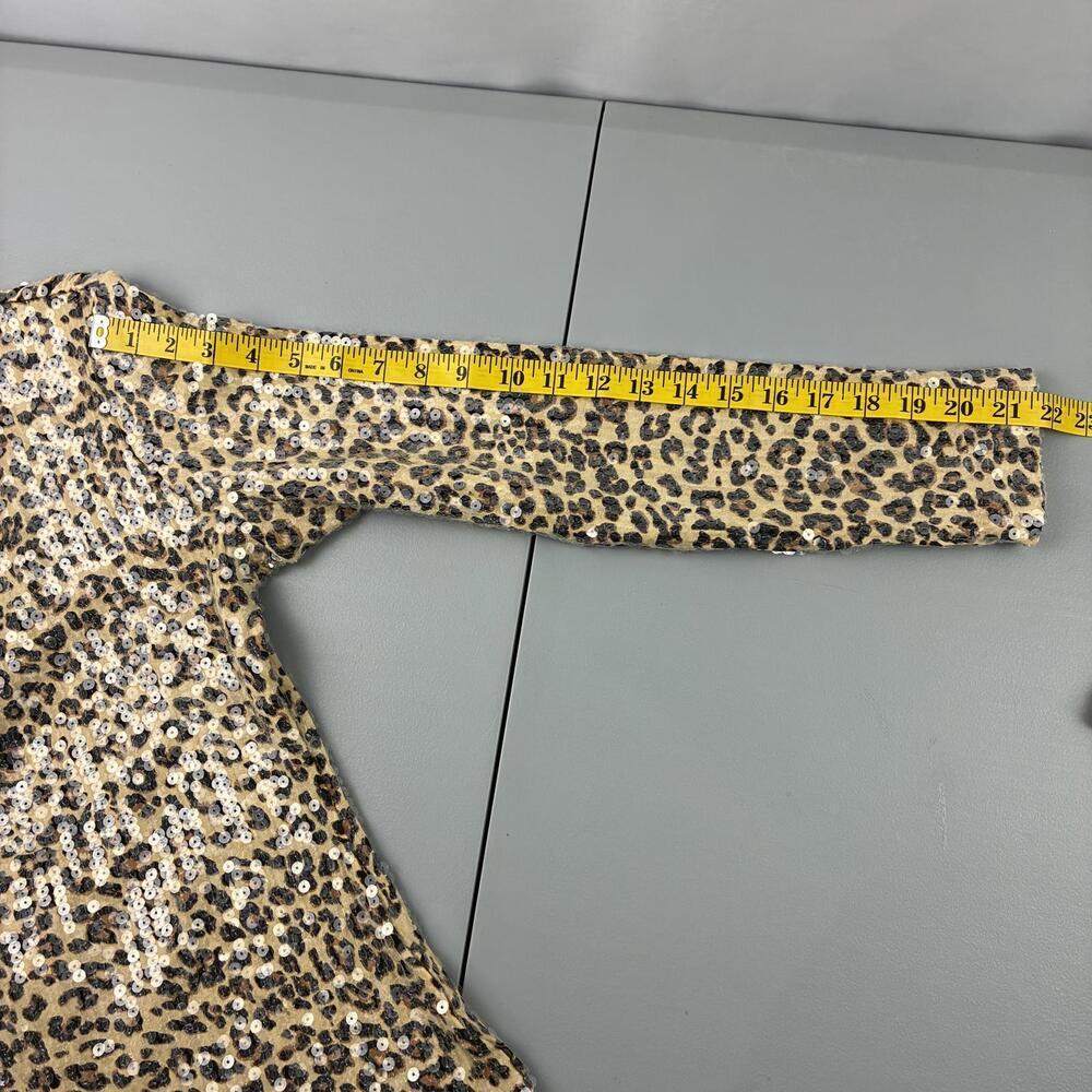 Boston Proper Leopard Print Sequin Long Sleeve Mockneck Top, M - Picture 10 of 10